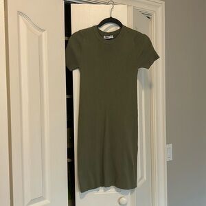 Zara green fitted ribbed mini dress